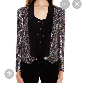 Rebecca Minkoff Multicolor Becky Sequin Blazer S GOOD New Year Holiday Party
